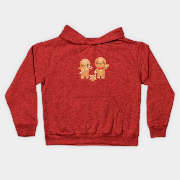 Cute Gingerbread Family Kids Hoodie by mil.creates